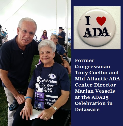 Former Congressman Tony Coelho and Mid-Atlantic ADA Center Director Marian Vessels, ADA25 Celebration, Delaware